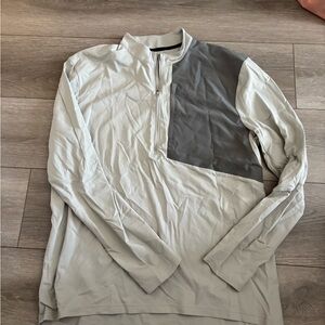 lululemon athletica Light Gray and Charcoal Quarter-Zip Jacket